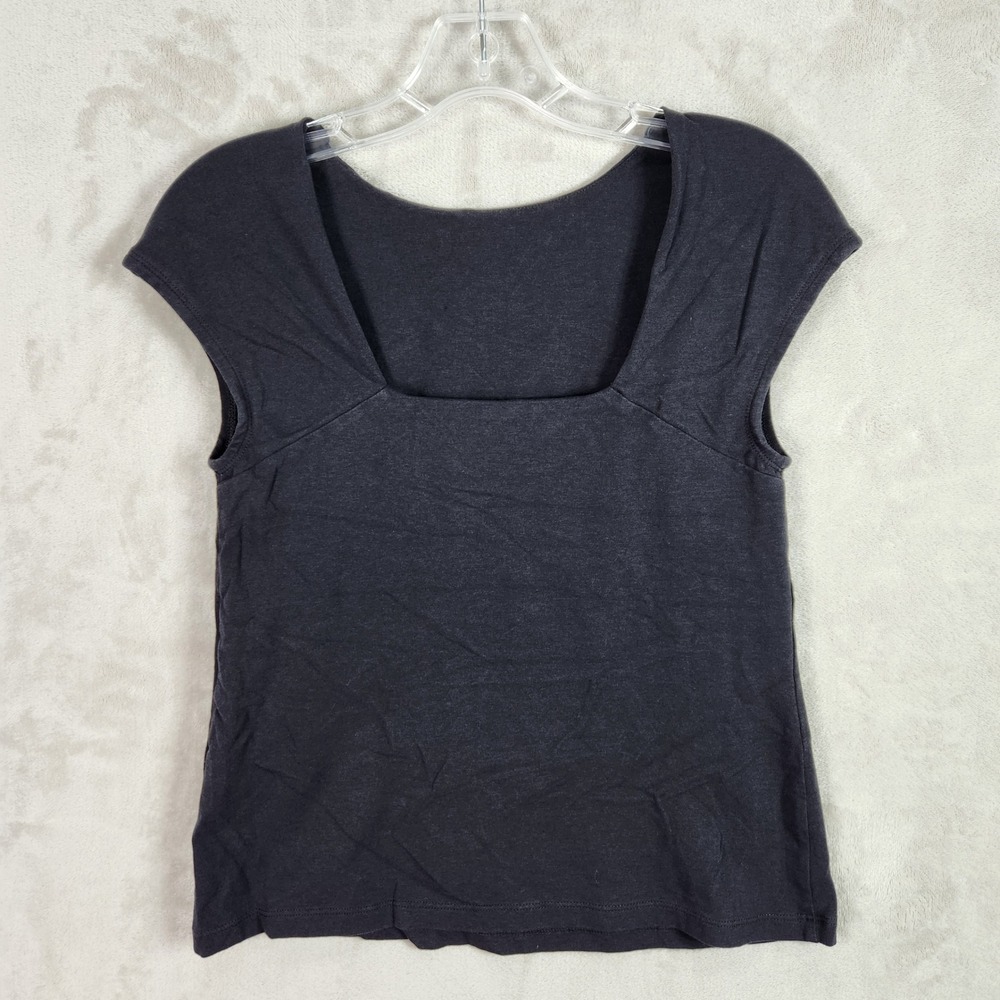 Me by Jennie Garth Womens XS Black Marie Boatneck Cap Sleeve Tee Office A693032 - Picture 3 of 10